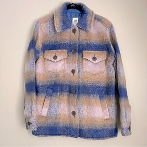 NWT Oversized Plaid Western Grunge Shacket Jacket – Multicolor Blue, Women’s XS